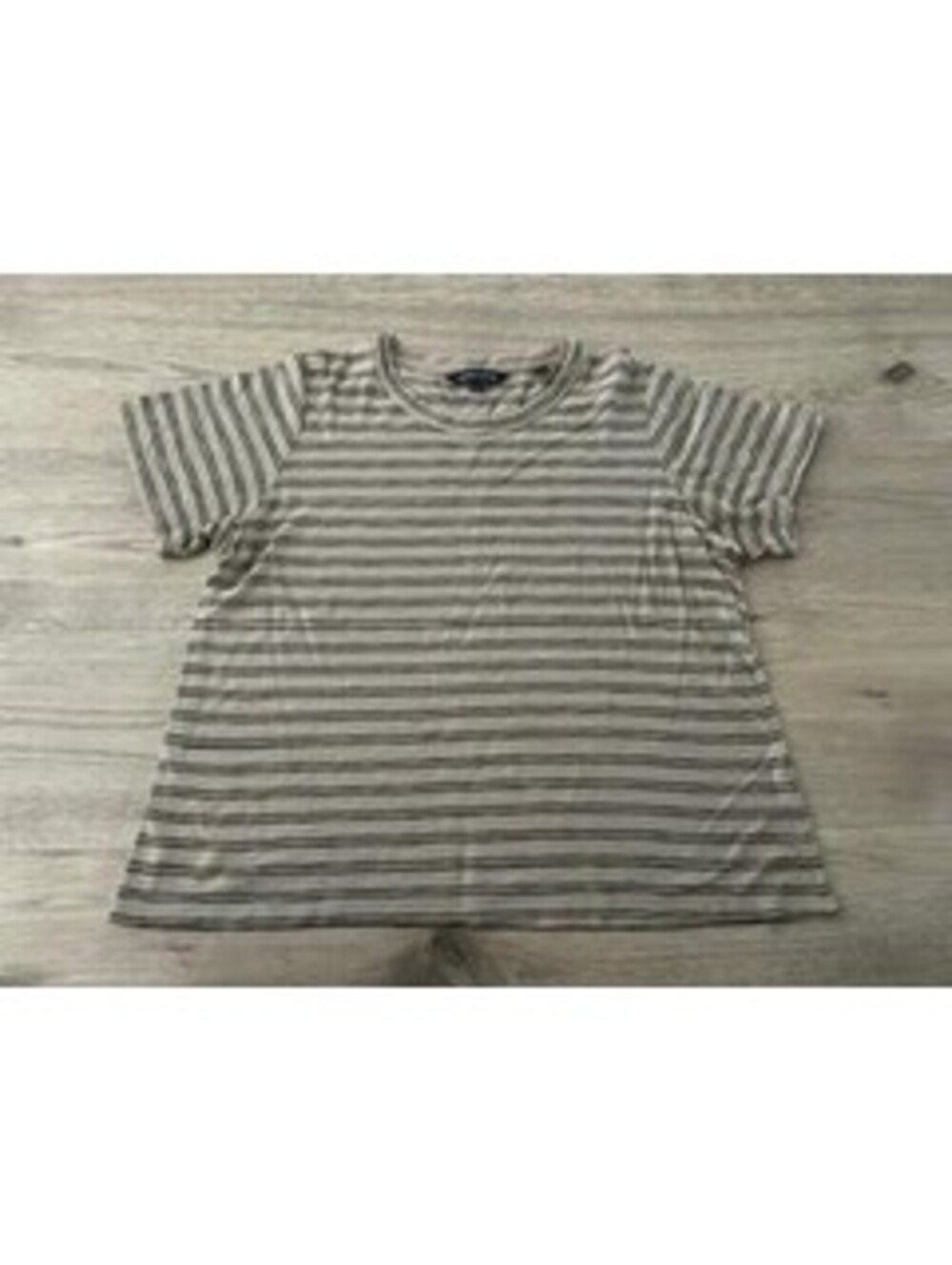 Veronica Beard Striped T-Shirt Womens L Khaki Black Pima Cotton Crew Neck Tee